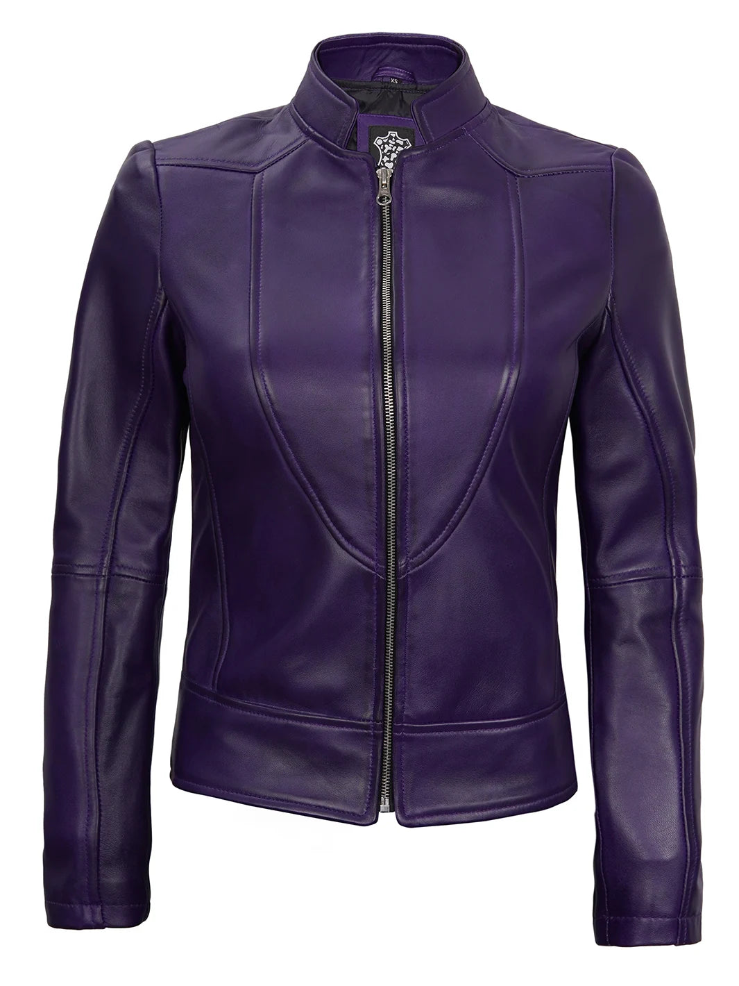 Amy Purple Cafe Racer Leather Jackets