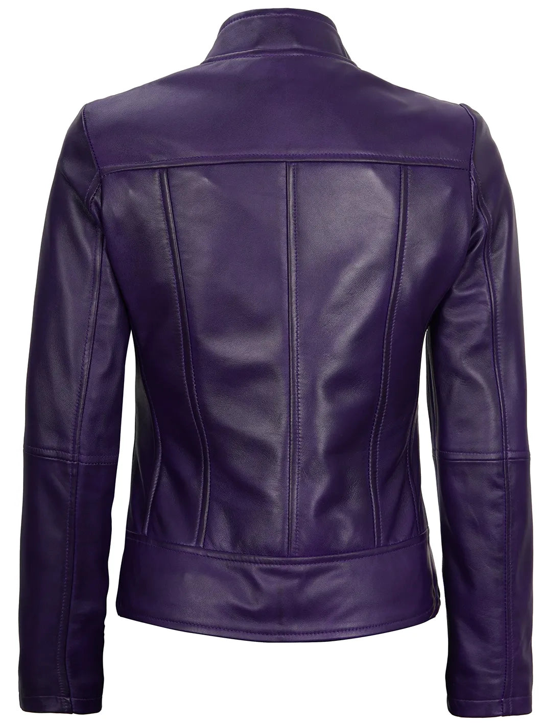 Amy Purple Cafe Racer Women's Leather Jackets