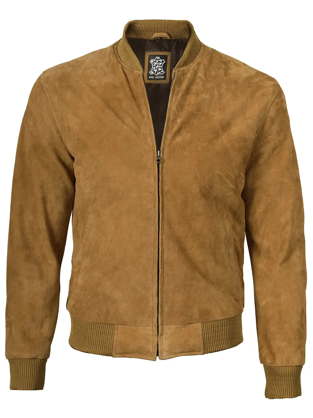 Mens Suede Jacket Brown Bomber 