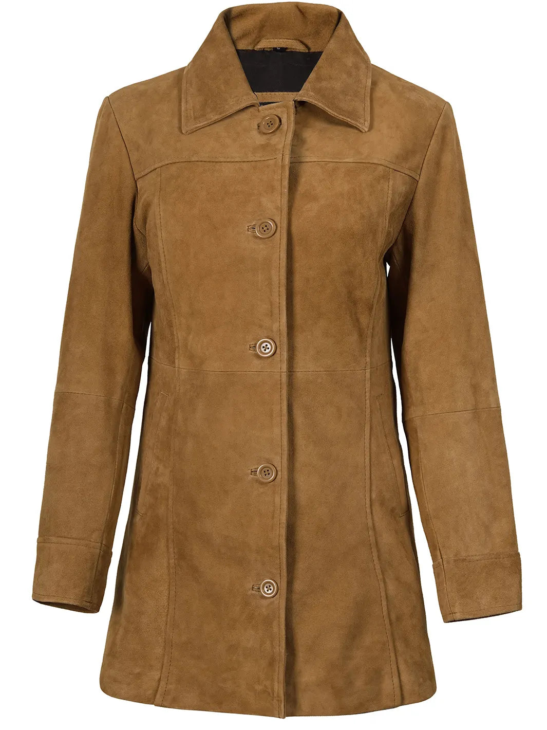 Suede Car Coat Womens Brown Kandis