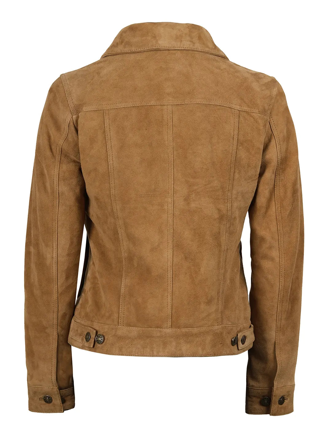 Womens Light Tan Suede Trucker Jacket