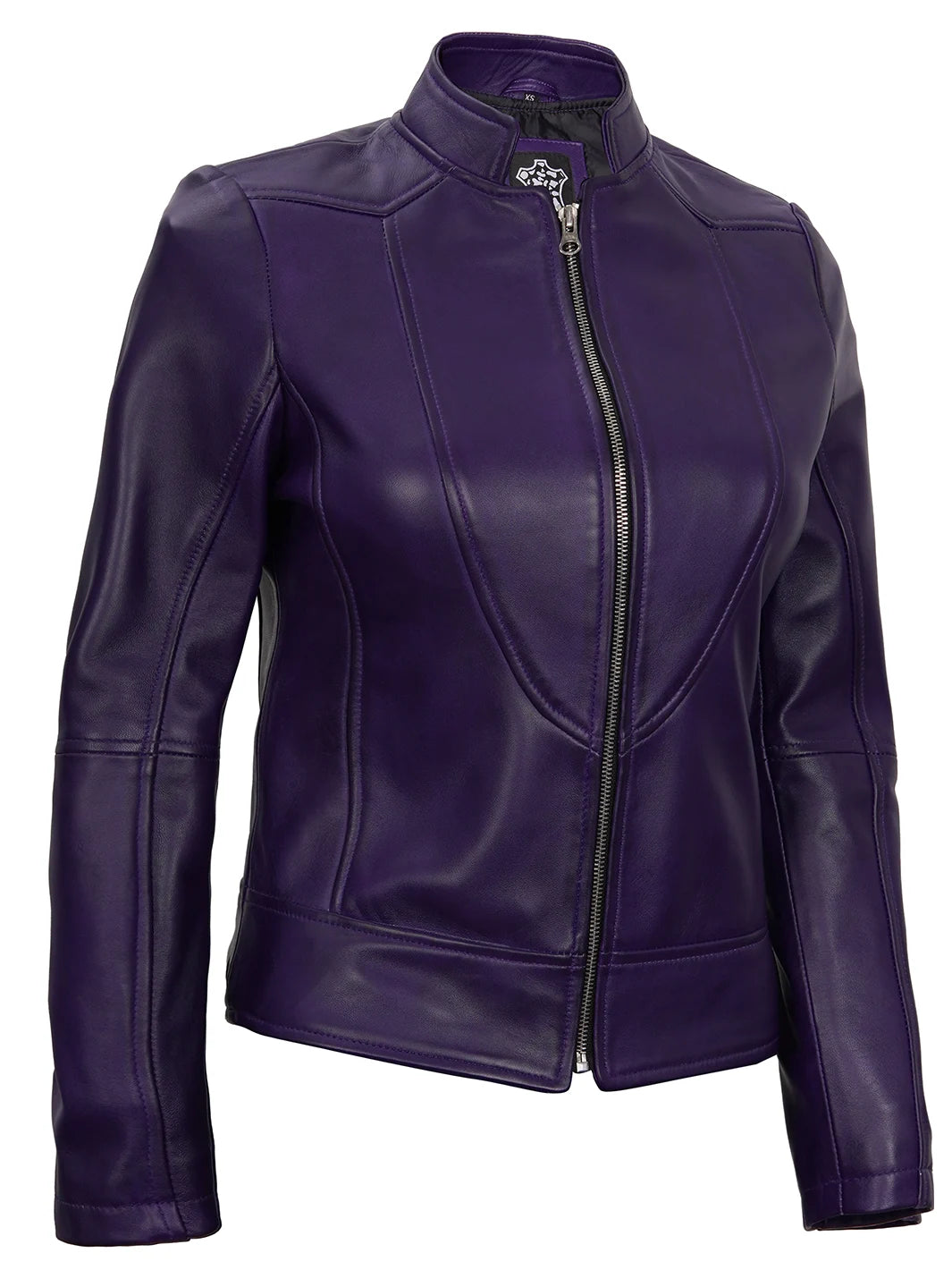 Womens Purple Cafe Racer Leather Jackets