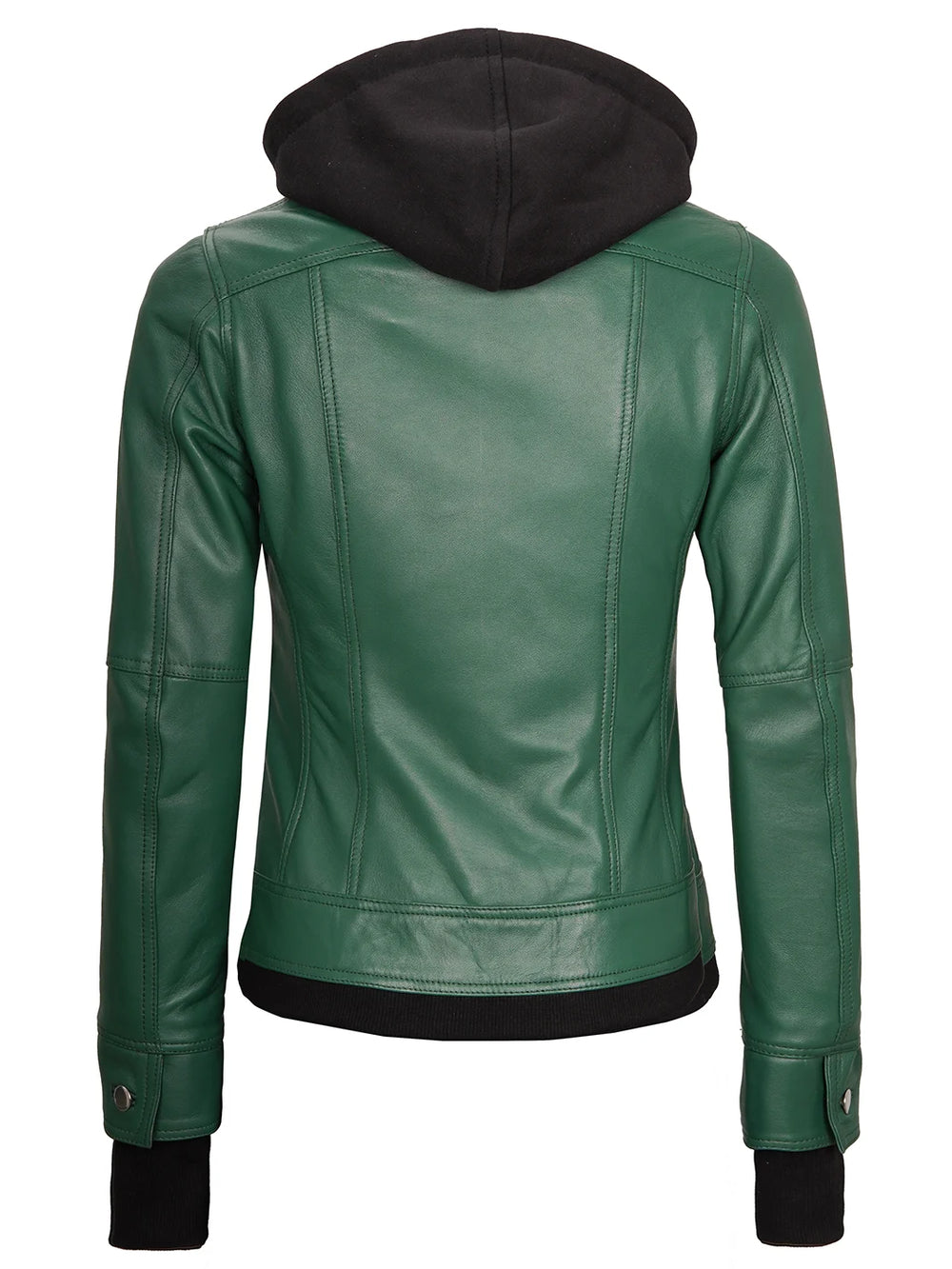 green leather jacket hooded