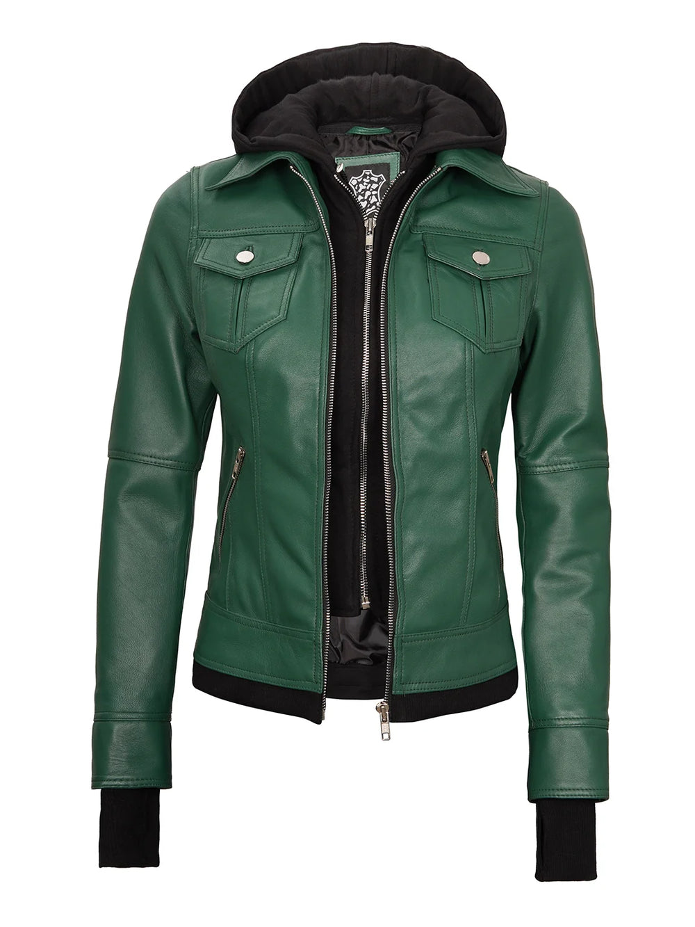 womens hooded jacket green