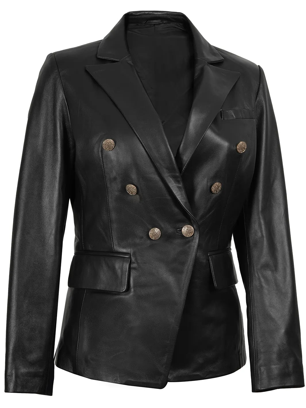 leather blazer womens black 
