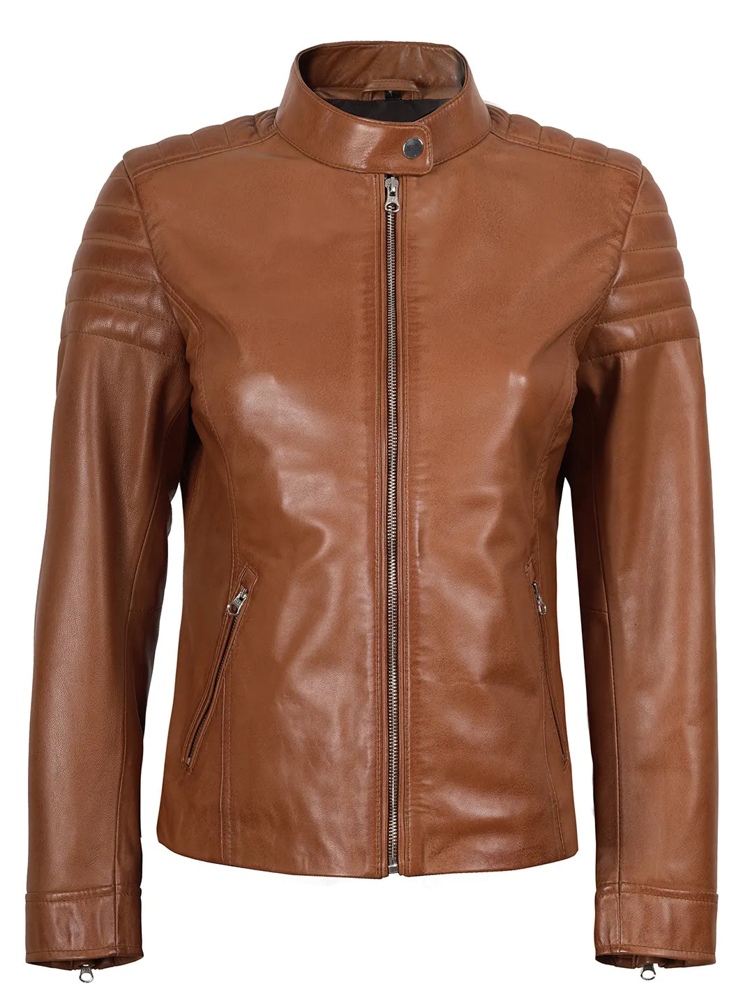 womens tan leather jacket 